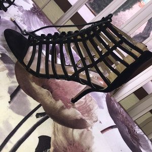 Black strapped heels